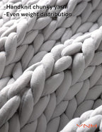 YnM Weighted Blanket, Handmade Chunky Yarn Knitted Design, Soft and Cozy, Temperature Regulating and Breathable, Machine Washable Throw for Sleep or Home Decor (Silver Grey, 50x60 Inch, 10lbs)
