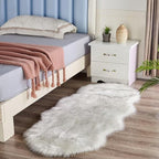 Furry Rugs Faux Sheepskin Fur Rug 2x3 White Grey Fuzzy Rug Shag Rug Plush Faux Fur Rug Home Decor Throw Rugs for Bedroom Dorm Office, Sheepskin