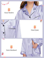 EPLAZA Kids Satin Pajamas Sets Girls Boys Button-Down Silky Pajamas Sleepwear with Hairband Eye Mask Hair Tie
