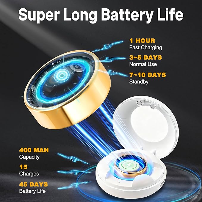 FAHKNS Smart Health Ring for Women Men: Fitness Tracker Ring with Heart Rate,Blood Oxygen,Sleep Monitor,Stress,Steps Counter,IP68 Waterproof for iOS & Android,No APP Fees (Rose Gold,8#)