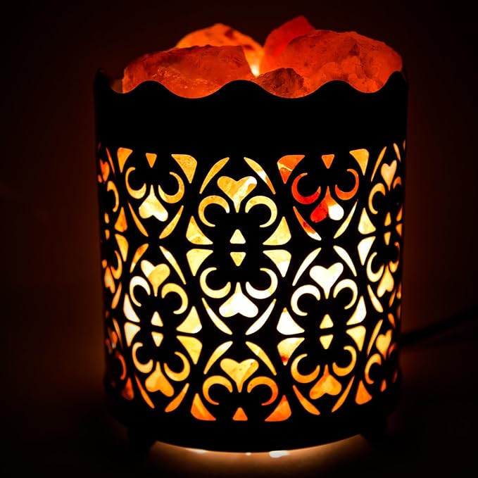 Himalayan Pink Salt Lamp Basket & Dimmer Cord Bulb
