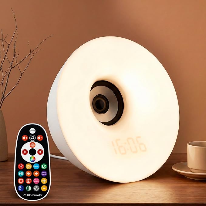 Sunrise Alarm Clock - 7 RGB Night Light, Digital Clock with 7 Alarms, Adjustable White Noise Sound Machine with FM & Bluetooth Speaker, Smart Alarm Clocks for Bedrooms & Thoughtful Gifts