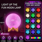 LOGROTATE Moon Lamp, 16 Colors LED Night Light for Kids 3D Printing Moon Light with Stand& Remote/Touch Control & Timing, Moon Light Lamp for Kid Friend Birthday Gifts, Room Decor (Diameter 4.8 INCH)
