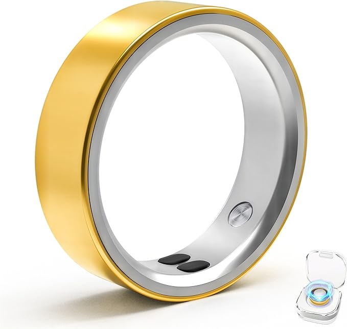 Smart Ring for Women Men,Sleep Tracking Wearable,Fitness Tracker Ring with Step/Heart Rate/Blood Oxygen/Distance/Calorie,Clock Vibration,No Subscription Fee,5ATM Waterproof, iOS&Android(Gold 10)