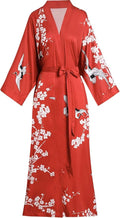 Aensso Long Soft Lightweight Silky Kimonos Robes for Women, Luxury Japanese Floral Womens Kimono Robe