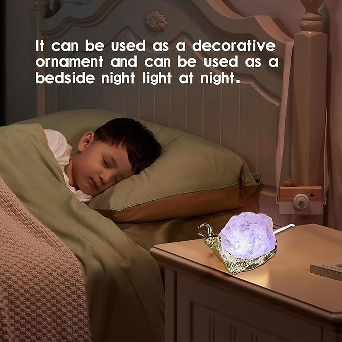 Artistone Rose Quartz Crystal Snail Table Lamp, Natural Raw Stone Night Light with Gold Snail Base, USB Powered, 5x2.7x2.5 Inches (Rose Quartz)