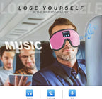 Sleep Headphones, 3D Sleep Mask, LIGHTIMETUNNEL Washable Sleeping Headphones with Ultra Thin Stereo Speakers Microphone Hands Free for Insomnia Travel Pink