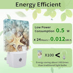 Starfish Seashell on Beach Night Light, Summmer Beach Night Light Plug into Wall with Dusk to Dawn Sensor, LED Lamp Energy Saving Lights for Men Women Boys Girls,Lamp for Bedroom Bathroom Hallway