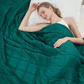 Green Weighted Blanket for Adults 15lbs, 60"x80", Queen Size Cooling Heavy Throw Blanket for 120-160lbs, Microfiber Soft Thick Big Blankets Weighted Comforter Breathable Gift for Sleeping