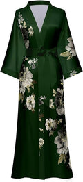 Kihnop Women's Floral Long Kimono Robe Long Satin Robe Long Silk Robe Ladies Kimonos Silky Bathrobe Cover Up, One Size