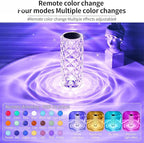 Can Switch 16 Colors Artificial Crystal Table Lamp, 2026 New 16 Color Rose Crystal Diamond LED Table Lamp, RGB Color Changing Rose Diamond Design, with Remote Control USB Charging Touch Sensor (Small)