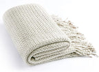 Blagic Grey and White Knit Throw Blanket with Tassel| Home Decor Blanket| Holiday Throw| Wrap Shawl Scarf, Lightweight Soft Cozy Warm Fluffy, Wheat Textured, 50" W x 60" L