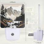 Nordic Mountain River Night Light, Mountain Park Night Light Plug into Wall with Dusk to Dawn Sensor, LED Lamp Energy Saving Lights for Men Women Boys Girls,Lamp for Bedroom Bathroom Hallway