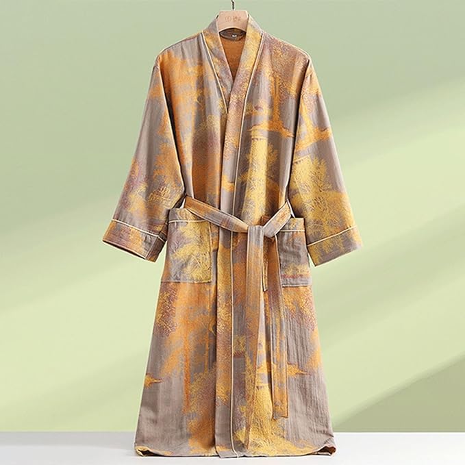 Womens Boho Floral Print Robe Lightweight Short Sleeve Bathrobe Soft Kimono Robes V-neck Loungewear with Pockets