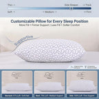 Meoflaw Adjustable Memory Foam Pillows: 2 Pack King Size Shredded Foam Bed Pillow for Sleeping with Removable & Washable Pillowcase for All Sleep Positions