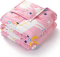 Kivik Cooling Weighted Blanket 7 Pounds, Breathable Weighted Blankets, Ultra Soft Heavy Throw for Relaxing & Sleeping, Machine Washable, 41 x 60 Inches, Cute Unicorn Printing, Light Pink