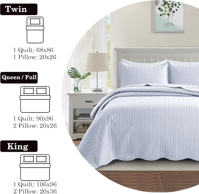 IR Imperial Rooms 8 Pack Quilt King Size Bedding (106" x 96") - Bulk Wholesale for Hotels, Guest Bedroom & Airbnbs - Lightweight Microfiber Reversible Embossed Quilts Bedspread (White)
