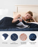Mr. Sandman Weighted Blanket for Adults, Minky Heavy Blanket for Woman,Man Sleeping/Calm, Soft and Cozy Weighted Throw Blankets, Machine Washable, 80 x 87in, 20 lbs, Navy Blue