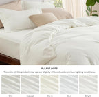 Bedsure Duvet Cover with Fitted Sheet Queen - Deep Pocket, Hotel Luxury Soft Double Brushed Bedding Set with Zipper Closure, 1 Duvet Cover, 1 Fitted Sheet, 2 Pillow Shams, NO Comforter, Cream White