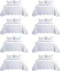 IR Imperial Rooms 8 Pack Quilt King Size Bedding (106" x 96") - Bulk Wholesale for Hotels, Guest Bedroom & Airbnbs - Lightweight Microfiber Reversible Embossed Quilts Bedspread (White)