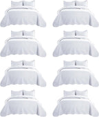IR Imperial Rooms 8 Pack Quilt King Size Bedding (106" x 96") - Bulk Wholesale for Hotels, Guest Bedroom & Airbnbs - Lightweight Microfiber Reversible Embossed Quilts Bedspread (White)