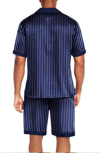 Ekouaer Men Satin Silk Pajamas Set with Pockets Sleepwear Shorts Satin Summer Loungewear 2 Piece Button Down Set S-3XL