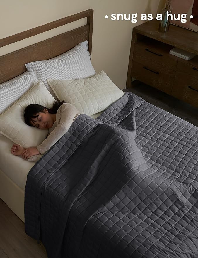 YnM King Size Weighted Blanket for Adults (88x104 Inches, 25 Pounds, Dark Grey), Exclusive Smallest Compartments with Glass Beads, Heavy Bed Blanket for Two Persons of 110~190lbs on Queen or King Bed