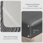 MR&HM Satin Bed Sheets, Full Size Sheets Set, 4 Pcs Silky Bedding Set with 15 Inches Deep Pocket for Mattress (Full, Dark Grey)