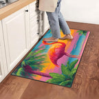 Flamingos Area Rug 2x3 ft Entry Rug Washable Boho Rugs Non Slip Low Pile Floral Door Mat Small Carpet for Bedroom, Bedside, Kids Room, Office, Dining Room