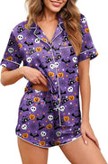 Ekouaer Womens Silk Satin Pajamas Set Short Sleeve Sleepwear Button Down Loungewear 2 Piece Pjs Shorts Set S-5X Plus Size