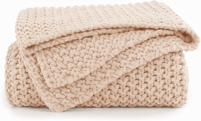 BEDELITE Chunky Cable Knit Throw Blanket for Couch,Super Soft Cozy Woven Blanket for Room Decor,60"x80", Pink