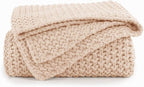 BEDELITE Chunky Cable Knit Throw Blanket for Couch,Super Soft Cozy Woven Blanket for Room Decor,60"x80", Pink