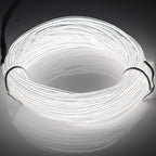 JIGUOOR USB Rechargeable EL Wire 32.8ft/10m (5mx2) Bright Neon Light Strip 360° Illumination Neon Tube Rope Lights for DIY, Festival, Party Decoration, Halloween, Chrismas (32.8ft/10M, White)