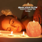 Himalayan Glow Hand Carved Himalayan Salt Candle Holders, Home Decor Item Great as a Night Light (Pack of 2)