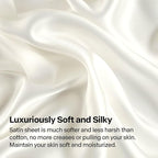 BEDELITE California King Sheets Set, Luxury Soft Ivory White Satin Sheets for Hair and Skin, Similar to Silk Bed Sheets Set 4 Pieces with 1 Deep Pocket Fitted Sheet, 1 Flat Sheet, and 2 Pillowcases