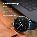 Amazfit Active 2 Premium Smart Watch Fitness Tracker (Round) for Android & iPhone, 10 Day Battery, Water Resistant, GPS Maps, Heart & Sleep Monitor, HYROX Mode, Sapphire Glass, Leather + Sport Strap