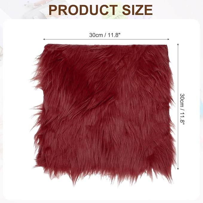 PATIKIL 12" Locker Rug, Small Area Rug Mini Faux Fur Rugs Small Locker Carpet Soft Fluffy Tiny Photography Props Square for Nail Photo Tabletop Background Picture Decoration, Red