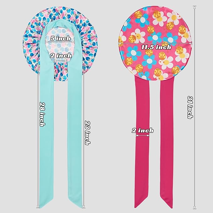 2 PCS Kids Bonnets for Girls, Silk Bonnet for Kids, Satin Bonnet for Sleeping, Baby Toddler Tie Bonnet Sleep Cap