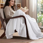 PHF Ultra Soft Waffle Weave Throw Blanket 50"x 60"- Washed Lightweight Breathable Cozy Woven Blanket for Bed - Aesthetic Decor for Couch Bedding Sofa Home Car - White
