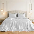 Satin Sheets King [4-Piece, White] Hotel Luxury Silky Bed Sheets - Extra Soft 1800 Microfiber Sheet Set, Wrinkle, Fade, Stain Resistant - Deep Pocket Fitted Sheet, Flat Sheet, Pillow Cases