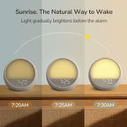 HOUSBAY MINI Sunrise Alarm Clock with Sound Machine, Rhythm Wake-Up Light, White Noise for Sleeping, Compact Phone-Free Bedrooms Clock, Putty