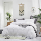 Cottonight White Comforter Set Full Ruffles White Bedding Set Farmhouser Boho Blanket Quilt Plain Vintage Friange Soft Breathable Comforter Set