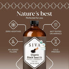 Siva Black Seed Organic Oil 16oz (473ml) Premium Cold-Pressed Organic Carrier Oil for Face, Skin Care, Body Massage, Hair Care, Hair Oiling & Scalp Massage
