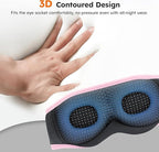LC-dolida White Noise Sleep Mask, 3D Sleep Headphones with 16 Soothing Sounds, Bluetooth 5.4 Sleep Eye Mask with Timer, Total Blackout Sleeping Headphones for Side Sleeper (Black) (Pink)
