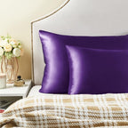BEDELITE Satin Pillowcase with Zipper, Plum Purple King Size Pillow Cases Set of 2, Super Soft and Cooling Similar to Silk Pillow Cases, Gift for Women Men(20x36 Inches)