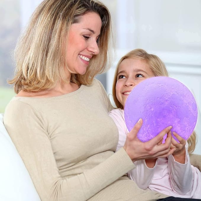 LOGROTATE Moon Lamp, 3D Print LED 16 Colors RGB Moon Light, Decorative Lights Night Light with Remote&Touch Control and Adjustable Brightness & USB Recharge for Kids Lovers Birthday Gifts (5.98 inch)