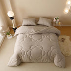 Luxlovery Mocha Sunflower Comforter Set Queen Beige Khaki Bedding Set Queen Size Boho Farmhouse Blanket Quilts Floral Elegant Soft Breathable Bedding Comforter Set