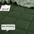 HIG 3pc Green Comforter Set Full SizeDuvet Insert, Reversible, All Season, Box Stitched, with Corner Tabs, Soft, Fluffy