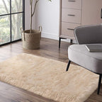 Faux Fur Rug, Beige Small Fluffy Rug for Sofa Chair Couch Cover 2x4 Feet, Ultra Soft Fuzzy Shag Rug for Bedroom, Indoor Shaggy Plush Floor Carpets Luxury Home Decor for Bedside