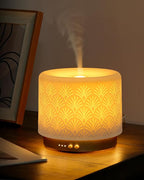Essential Oil Diffuser -280ml Ceramic Diffuser for Large Room&Commercial Use, 2.4MHz Cool Mist Humidifier & Independent Decorative Light & Aromatherapy Diffuser, Pulse&Continuous Mist, Timer, Auto-Off
